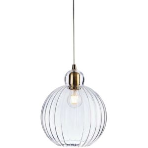 Firstlight Victory 1 Light Globe Ceiling Pendant - Antique Brass, Clear Glass, E27 Firstlight Victory 1 Light Globe Ceiling Pendant - Antique Brass, Clear Glass, E27