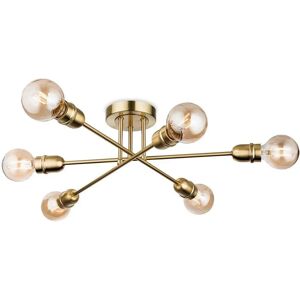 Firstlight Trident - 6 Light Multi Arm Semi Flush Light - Brushed Brass Firstlight Trident - 6 Light Multi Arm Semi Flush Light - Brushed Brass