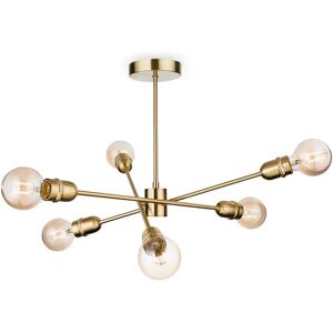 Firstlight Trident - 6 Light Multi Arm Semi Flush Light - Brushed Brass Firstlight Trident - 6 Light Multi Arm Semi Flush Light - Brushed Brass