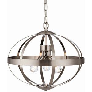 Firstlight Healey 3 Light Cage Ceiling Pendant - Brushed Steel - Ceiling Pendant Firstlight Healey 3 Light Cage Ceiling Pendant - Brushed Steel - Ceiling Pendant