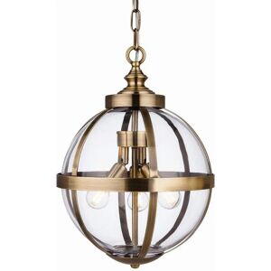 Firstlight Monroe 3 Light Ceiling Pendant - Antique Brass & Clear Glass Firstlight Monroe 3 Light Ceiling Pendant - Antique Brass & Clear Glass