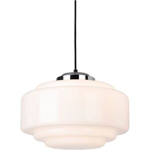 Firstlight Art Deco Pendant Light Chrome White Glass Firstlight Art Deco Pendant Light Chrome White Glass