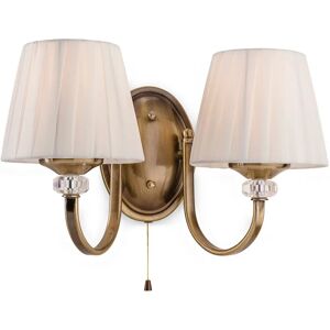 Firstlight Langham 2-Light Wall Light - Antique Brass, Pleated Shades - Wall Light Firstlight Langham 2-Light Wall Light - Antique Brass, Pleated Shades - Wall Light
