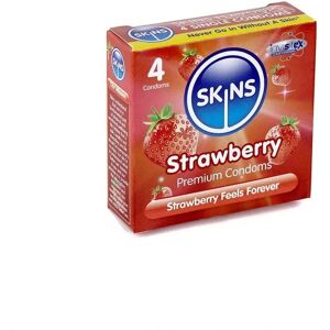 Skins Strawberry Condoms - 4 pcs Skins Strawberry Condoms - 4 pcs