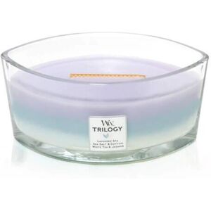 Candela Trilogy Calmante WoodWick - Profumata, 453 g Candela Trilogy Calmante WoodWick - Profumata, 453 g