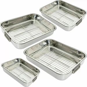Prima Roasting Tray Set - Stainless Steel Oven Baking Tins with Racks Prima Roasting Tray Set - Stainless Steel Oven Baking Tins with Racks