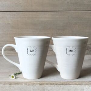 East Of India Mr Mrs Porcelain Mug Set - Wedding Keepsake Gift East Of India Mr Mrs Porcelain Mug Set - Wedding Keepsake Gift