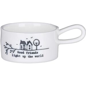 East Of India Porcelain Handled Tea Light Holder - Good Friends East Of India Porcelain Handled Tea Light Holder - Good Friends