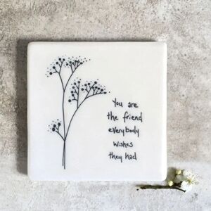 East of India - Porcelain Coaster - White - 10.3cm - Coaster East of India - Porcelain Coaster - White - 10.3cm - Coaster