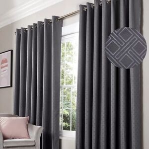 Livinluxury Dia Charcoal Thermal Eyelet Curtains - 229cm x 229cm - Curtain Livinluxury Dia Charcoal Thermal Eyelet Curtains - 229cm x 229cm - Curtain