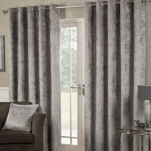 Alan Symonds Silver Crushed Velvet Fully Lined Eyelet Curtains - Eyelet Curtains Alan Symonds Silver Crushed Velvet Fully Lined Eyelet Curtains - Eyelet Curtains
