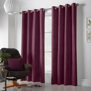 Livinluxury Velvet Chenille Eyelet Room Darkening Curtains - Pair Aubergine Livinluxury Velvet Chenille Eyelet Room Darkening Curtains - Pair Aubergine