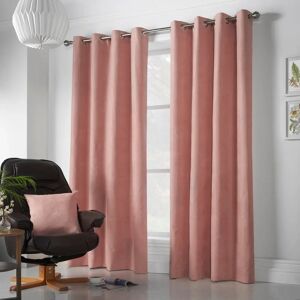 Livinluxury Velvet Chenille Eyelet Room Darkening Curtains - Pair Blush 142cm x 137cm Livinluxury Velvet Chenille Eyelet Room Darkening Curtains - Pair Blush 142cm x 137cm