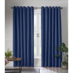 Livinluxury Blue Linen Look Blackout Curtains - 161x182cm Livinluxury Blue Linen Look Blackout Curtains - 161x182cm