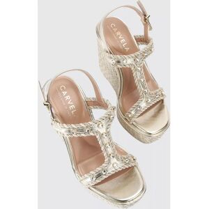 Carvela Sorella Wedge Sandals - Gold, Twisted Rope, Crystals, 10cm Heel Carvela Sorella Wedge Sandals - Gold, Twisted Rope, Crystals, 10cm Heel