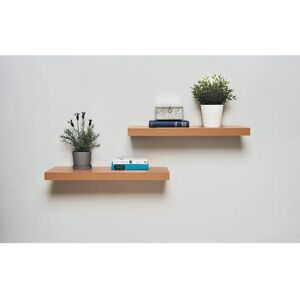 Greenhurst 40cm Light Oak Floating Shelves Pack of 2 - Modern Wall Display Greenhurst 40cm Light Oak Floating Shelves Pack of 2 - Modern Wall Display