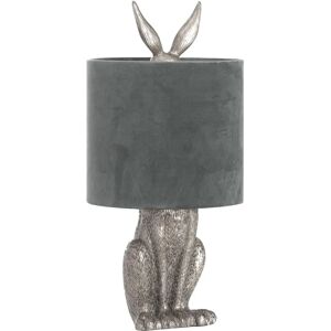 Hill Interiors Silver Hare Table Lamp - Grey Velvet Shade Hill Interiors Silver Hare Table Lamp - Grey Velvet Shade