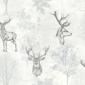 Arthouse Etched Stag Mono Wallpaper - Wallpaper Arthouse Etched Stag Mono Wallpaper - Wallpaper