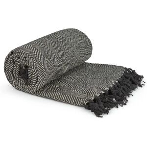 S.Green Herringbone Throw - 50x60" Black Recycled Cotton Blanket S.Green Herringbone Throw - 50x60" Black Recycled Cotton Blanket