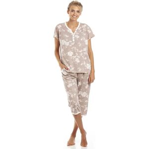 Camille Beige Lightweight Floral Capri Pyjama Set - Pyjama Set Camille Beige Lightweight Floral Capri Pyjama Set - Pyjama Set
