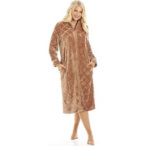 Camille Brown Fleece Housecoat - Winter Nightwear Camille Brown Fleece Housecoat - Winter Nightwear
