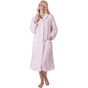 Women's Camille Pink Housecoat - 8-Button Luxury Fleece Lounge Wear Women's Camille Pink Housecoat - 8-Button Luxury Fleece Lounge Wear