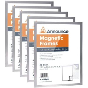 Announce Magnetic Frame A3 Silver - Pack of 5 Announce Magnetic Frame A3 Silver - Pack of 5