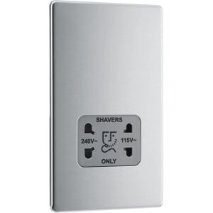 BG ELECTRICAL NBS20G Power Outlet - Double Voltage, Brushed Steel BG ELECTRICAL NBS20G Power Outlet - Double Voltage, Brushed Steel