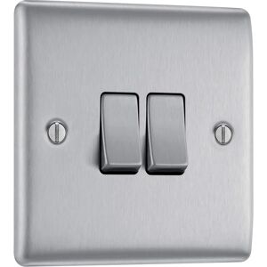 British General NBS42 Stainless Steel Light Switch - 2 Gang, 2 Way British General NBS42 Stainless Steel Light Switch - 2 Gang, 2 Way