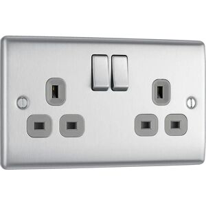 British General Nexus Metal 13 A Double Pole Switch Socket - Electrical Outlet British General Nexus Metal 13 A Double Pole Switch Socket - Electrical Outlet