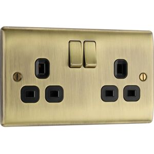 Bg Nexus Antique Brass Double Plug Socket - 2 Gang Bg Nexus Antique Brass Double Plug Socket - 2 Gang