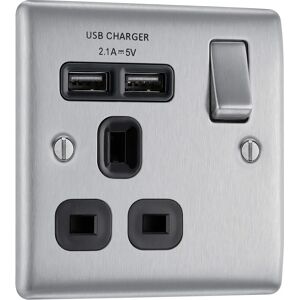 Bg Nexus Nbs21u2b Satin Chrome Single Socket - Electrical Socket Bg Nexus Nbs21u2b Satin Chrome Single Socket - Electrical Socket