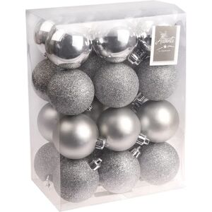 Premier Decorations Silver Christmas Baubles - 60mm, 24 Assorted Shatterproof Tree Decorations Premier Decorations Silver Christmas Baubles - 60mm, 24 Assorted Shatterproof Tree Decorations