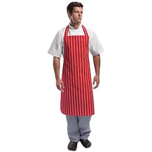 Whites Chefs Clothing Red and White Striped Chef Apron - 970x710mm Whites Chefs Clothing Red and White Striped Chef Apron - 970x710mm