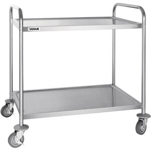 Carro de servicio de acero inoxidable Vogue - 2 estantes, 128kg Carro de servicio de acero inoxidable Vogue - 2 estantes, 128kg