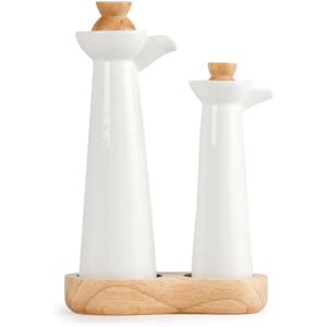 Olympia White Oil & Vinegar Bottle with Wooden Stand - Bottle Olympia White Oil & Vinegar Bottle with Wooden Stand - Bottle