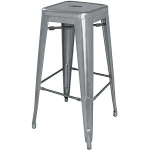 Bolero Galvanized Steel Grey Metal Bistro Bar Stools - Set of 4 Bolero Galvanized Steel Grey Metal Bistro Bar Stools - Set of 4