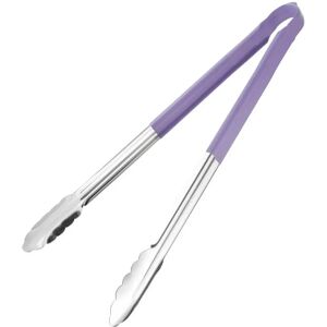 Vogue Stainless Steel Color-Coded Serving Tongs - 405mm - Violet Vogue Stainless Steel Color-Coded Serving Tongs - 405mm - Violet