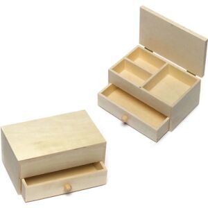 Holz Schmuckkästchen - 2 Leere Bastelboxen mit Schublade - Grün Holz Schmuckkästchen - 2 Leere Bastelboxen mit Schublade - Grün