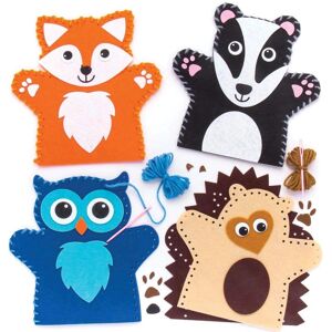 Baker Ross Waldtier Filz-Handpuppen Bastelsets - 4 Handpuppen Für Kinder - Nähsets - 19cm - Weiß Baker Ross Waldtier Filz-Handpuppen Bastelsets - 4 Handpuppen Für Kinder - Nähsets - 19cm - Weiß