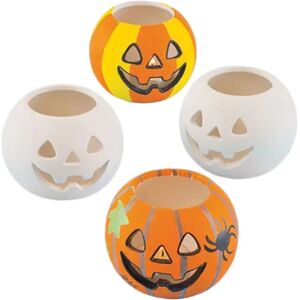 Marca Modelo Calabaza - 3 Soportes de cerámica para vela - Decoración de Halloween Marca Modelo Calabaza - 3 Soportes de cerámica para vela - Decoración de Halloween
