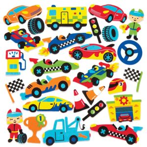 Baker Ross Foam Race Car Stickers - Pack of 120 - Assorted Designs Baker Ross Foam Race Car Stickers - Pack of 120 - Assorted Designs