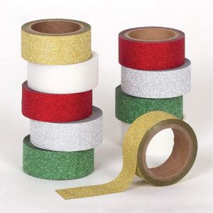 Cinta Washi de Navidad con Brillo - 5 Colores, 3m x 15mm Cinta Washi de Navidad con Brillo - 5 Colores, 3m x 15mm