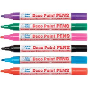 Baker Ross Multi-color Deco Paint Pens - Pack of 6 - Art & Craft Supplies Baker Ross Multi-color Deco Paint Pens - Pack of 6 - Art & Craft Supplies