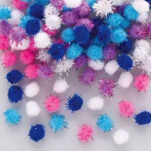 Baker Ross White Glitter Pom Poms - craft supplies Baker Ross White Glitter Pom Poms - craft supplies