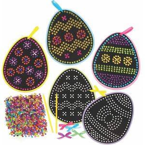 Kit decorativi di uova di Pasqua con paillettes Baker Ross - 5 pezzi Kit decorativi di uova di Pasqua con paillettes Baker Ross - 5 pezzi