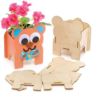 Baker Ross Teddy Bear Wooden Flowerpot Kits - Multicolore Baker Ross Teddy Bear Wooden Flowerpot Kits - Multicolore