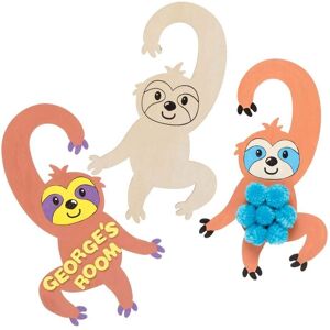 Baker Ross Colgadores de puerta perezoso en madera - Pack de 4 Baker Ross Colgadores de puerta perezoso en madera - Pack de 4