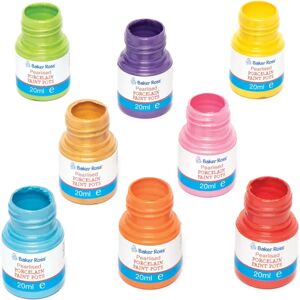 Baker Ross Metallic Porcelain Paint Set - 8 Colors - Paints for Ceramics Baker Ross Metallic Porcelain Paint Set - 8 Colors - Paints for Ceramics