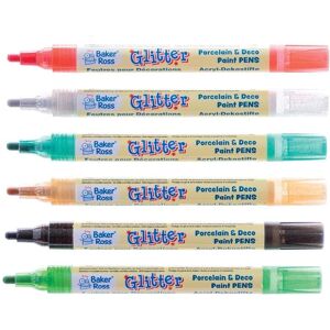 Baker Ross Christmas Glitter Porcelain & Deco Paint Pens - Pack of 6 Baker Ross Christmas Glitter Porcelain & Deco Paint Pens - Pack of 6